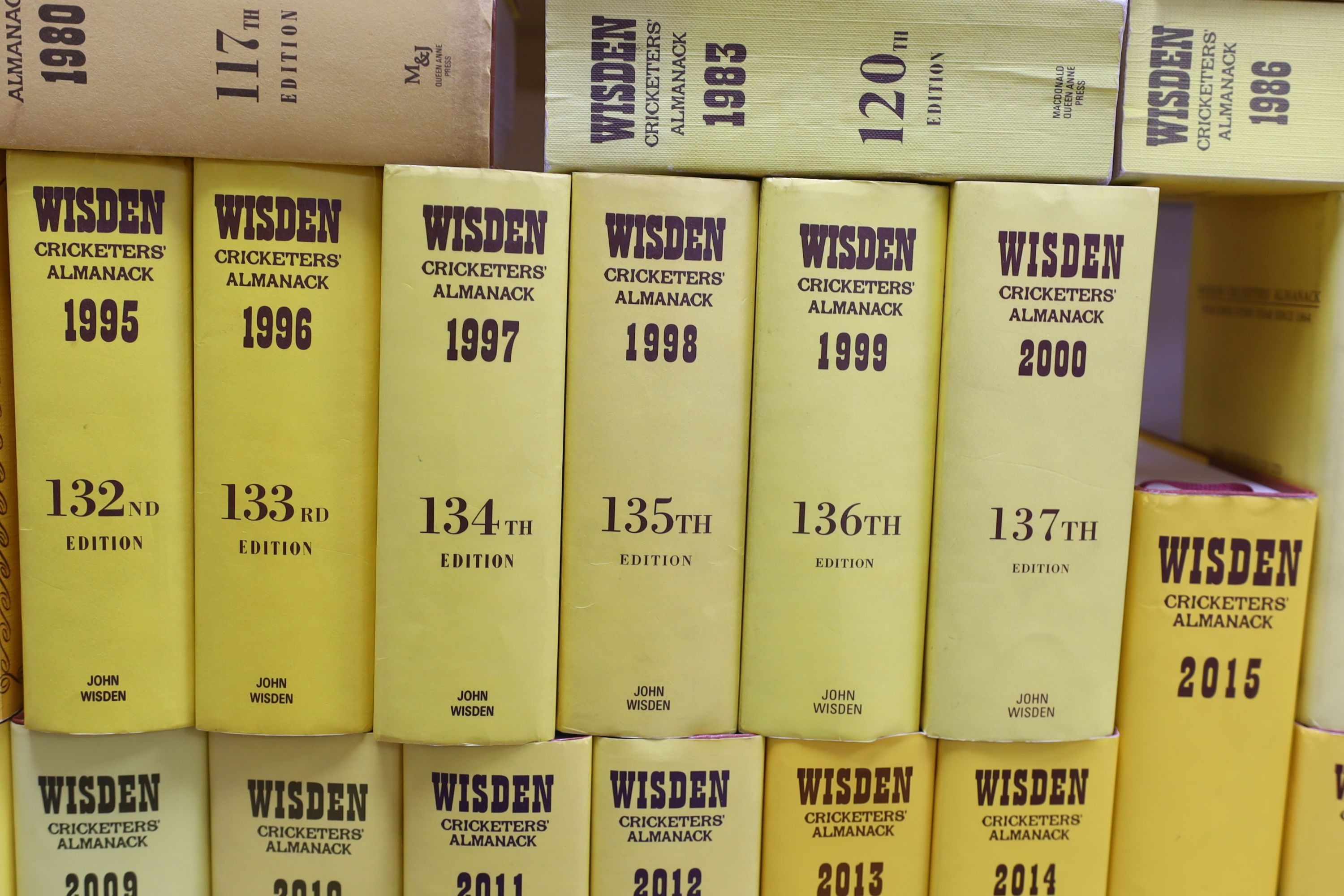 A run of cricket Wisden Almanacks, 1978-2020